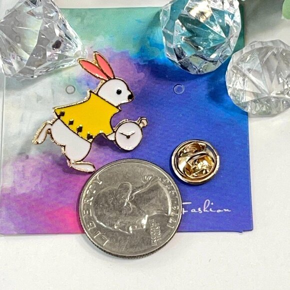 Alice Wonderland Rabbit Lapel Pin Watch Badge Brooch Accessories Jewelry Gift - Picture 2 of 5